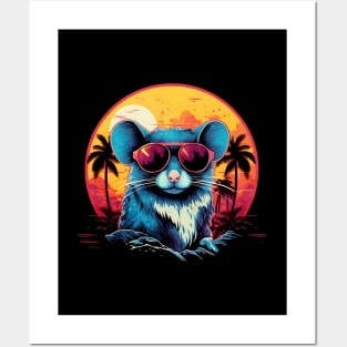 Retro Wave Grey Mouse Posters and Art